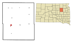 Location in Spink County and the state of South Dakota