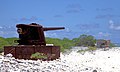 A rusted shore battery