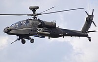 UK Army Air Corps Westland WAH-64D Apache Longbow displays at a UK airshow.