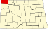 Map of North Dakota highlighting Divide County