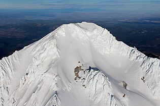 Aerial photograph of Mount Hood's summit