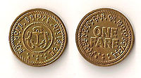 Mount Hope Bridge one fare token, front and back