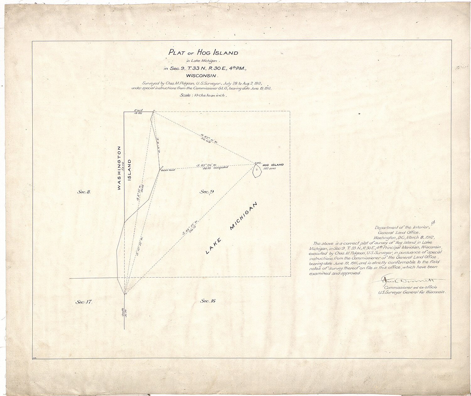 Charles E. Pidgeon's plat of the island