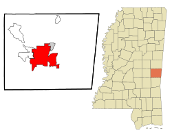 Vị trí của Meridian in Lauderdale County