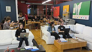 PyLadies of Montreal at a 2015 GitHub party