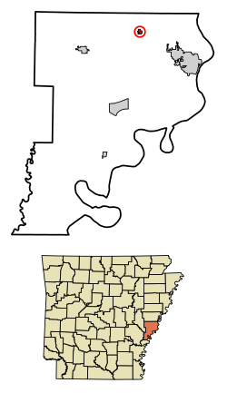 Location of Lexa in Phillips County, Arkansas.