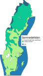 Utbredningen av fasta bosättningar i Sverige under senmedeltiden.