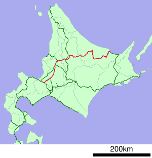 特急「オホーツク」の運行経路図