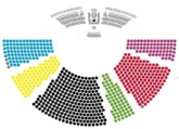 Election apportionment diagram in the layout of the Bundestag