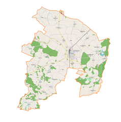 Mapa konturowa gminy Grodków, blisko centrum na dole znajduje się punkt z opisem „Starowice Dolne”