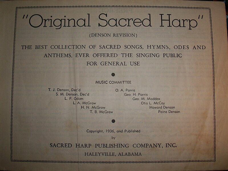 File:Photo of Original Sacred Harp (Denson edition) songbook.jpg