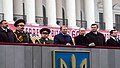 Minister of Defense of Ukraine Oleksandr Kuzmuk delivers a holiday address during the parade