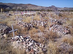 Unmarked graves in cemetery at Shafter, Texas, an unincorporated community in Presidio County..JPG