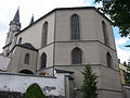 Rückseite von St. Michaelis mit Kugel in der Fensterwölbung rechts oben