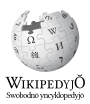 Wikipedia logo displaying the name "Wikipedia" and its slogan: "The Free Encyclopedia" below it, in Silesian