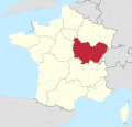 Lage der Region Bourgogne-Franche-Comté in Frankreich