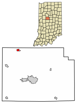 Location of Rossville in Clinton County, Indiana.