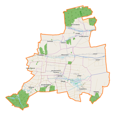 Mapa konturowa gminy Jarczów, w centrum znajduje się punkt z opisem „Wierszczyca”