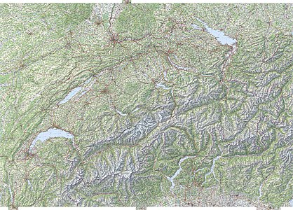 General Map of Switzerland, by Swisstopo