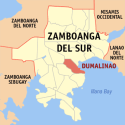 Mapa ning Zamboanga del Sur ampong Dumalinao ilage