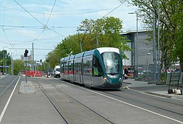 The reversing siding between the running tracks; platform under construction behind