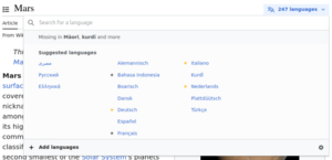 From the article page, the languages dropdown will also show which corresponding articles in other languages have Featured or Good Aticle status.