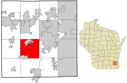 Location in Waukesha County and the state of Wisconsin.