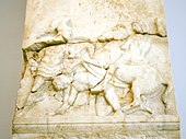 Funerary relief for Athenian footman Panchares, who probably fell at the battle of Chaeronea (338 BC)