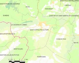 Mapa obce Saint-Hippolyte-du-Fort