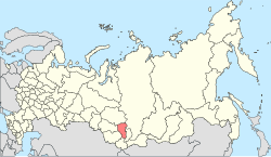 Kemerovo oblast på kartet over Russland