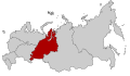 Map Russia highlighting the Urals Federal districts.