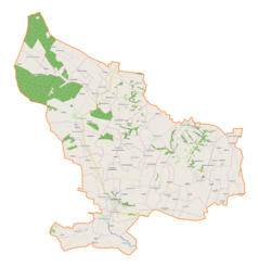 Mapa konturowa gminy Działoszyce, po prawej znajduje się punkt z opisem „Zapiece”