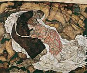 La Mort et la femme. Tableau d'Egon Schiele (1915).