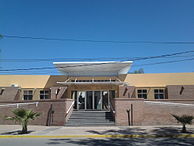 Façade of Hospital Luis Agote. This is the main hospital of public assistance in the Llanos Riojanos. Its name commemorates Argentina's name physician Luis Agote.