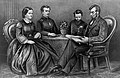 Abraham Lincoln with Mary Todd Lincoln, and his sons, Robert and Thaddeus Lincoln.