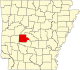 Map of Arkansas highlighting Garland County