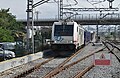 Un tren de mercaderies entra des de la línia Castellbisbal / el Papiol - Mollet.