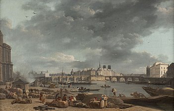 Port du Louvre vers 1790 La Pointe de l'île de la Cité vue du port Saint-Nicolas Alexandre Jean Noël musée Carnavalet