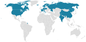 Map of the countries with research stations in the Artic