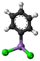 Ball-and-stick model of the phenyldichloroarsine molecule