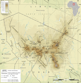 Carte topographique du massif du Tibesti.