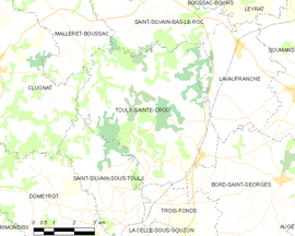 Mapa obce Toulx-Sainte-Croix