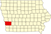 Locatie van Pottawattamie County in Iowa