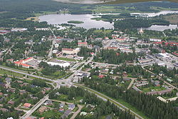 Kiuruveden keskusta ilmasta kuvattuna kesällä 2007