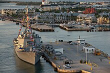 USS Lenah Sutcliffe Higbee (DDG-123) sits at Naval Air Station Key West's Truman Harbor on 8 May 2023 in preparation for her commissioning ceremony - 2.jpg