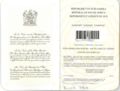 1995年發行的此版本護照請求頁及電腦條碼/國籍頁