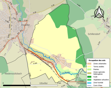 Carte en couleurs présentant l'occupation des sols.