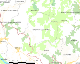 Mapa obce Queyssac-les-Vignes