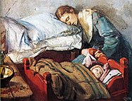 Sovende mor med barn (Sleeping mother with child. 1883)