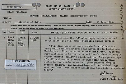 13 JUNE 1944: "Ulman states he was unable to contact photographers, PROs or message centers"